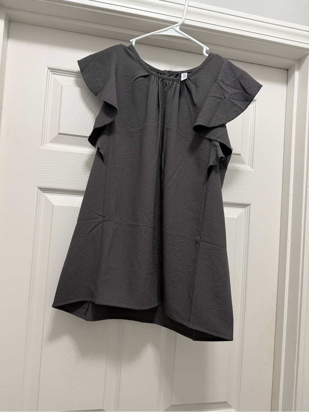 Zenana Outfitters Charcoal Ruffle Sleeve Blouse